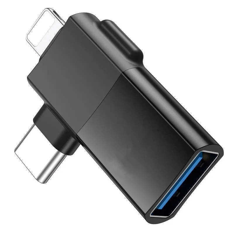 Convertisseur de connecteur adaptateur Lightning/USB-C mâle vers USB-A 3.0 femelle Convertisseur de connecteur adaptateur Lightning/USB-C mâle vers USB-A 3.0 femelle